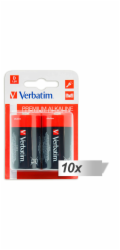 10x2 Verbatim Alkaline Batterie Mono D LR 20               49923