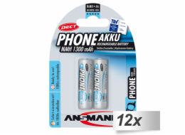 12x2 Ansmann maxE NiMH Akku Mignon AA 1300 mAh DECT PHONE
