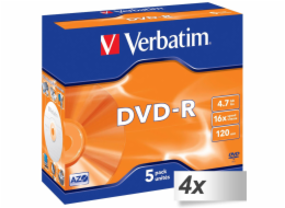 4x5 Verbatim DVD-R 4,7GB 16x Speed, Jewel Case