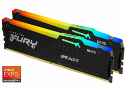 Kingston FURY Beast RGB - DDR5 - sada - 16 GB: 2 x 8 GB - DIMM 288-pin - 2800 MHz / PC5-44800 - CL36 - 1.25 V - bez vyrovnávací paměti - on-die ECC - černá