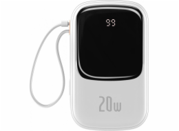 Powerbanka Baseus Qpow PRO s kabelem Lightning, portem USB-C a USB 20000mAh, 20W (bílá)