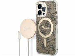 Hádej Case Case + Wireless Charger Gubpp13lh4eacsw Apple iPhone 13 Pro Brown/Brown Hard Case 4G Print Magsafe