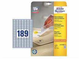 Bílé odnímatelné mini štítky Avery Zweckform 25,4 x 10 mm 25 listů (L4731REV-25)