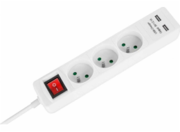 Rozšíření sítě rebelů 3 zásuvky + 2 USB, 3 m