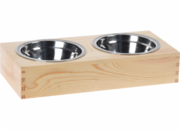 Misky pro psa v dřevěném podstavci 30x14 cm