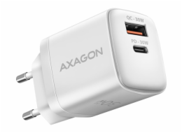 AXAGON ACU-PQ30W, Sil nabíječka do sítě 30W, 2x port (USB-A + USB-C), PD3.0/PPS/QC4+/SFC/AFC/Apple, bílá