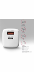 AXAGON ACU-PQ30W, Sil nabíječka do sítě 30W, 2x port (USB-A + USB-C), PD3.0/PPS/QC4+/SFC/AFC/Apple, bílá