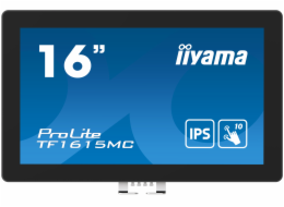 iiyama ProLite TF1615MC-B1 - LED monitor - 15.6" - open frame - dotykový displej - 1920 x 1080 Full HD (1080p) - IPS - 450 cd/m2 - 1000:1 - 25 ms - HDMI, VGA, DisplayPort - černá