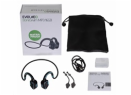 EVOLVEO BoneSwim MP3 16GB, bluetooth bezdrátová sluchátka s mikrofonem na lícní kosti, modré