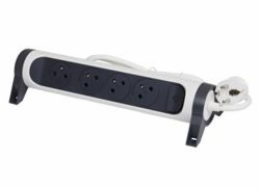 LEGRAND Revolution prodlužovací přívod s otočným tělem 4x2P+T, podsvícené VYP/ZAP, kabel 1,5m, bílo-šedá