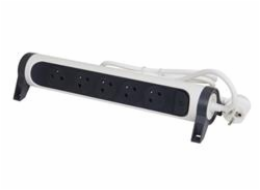 LEGRAND Revolution prodlužovací přívod s otočným tělem 5x2P+T, podsvícené VYP/ZAP, kabel 1,5m, bílo-šedá