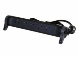 LEGRAND Revolution prodlužovací přívod s otočným tělem 5x2P+T, podsvícené VYP/ZAP, kabel 1,5m, černo-šedá