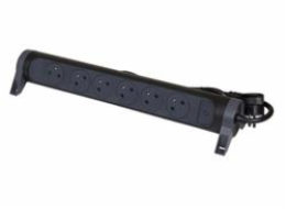 LEGRAND Revolution prodlužovací přívod s otočným tělem 6x2P+T, podsvícené VYP/ZAP, kabel 1,5m, černo-šedá