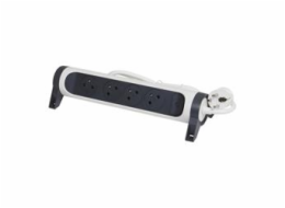 LEGRAND Revolution prodlužovací přívod s otočným tělem 4x2P+T, podsvícené VYP/ZAP, kabel 3m, bílo-šedá