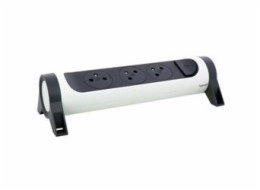 LEGRAND Revolution prodlužovací přívod s otočným tělem 3x2P+T, podsvícené VYP/ZAP, bez kabelu, bílo-šedá