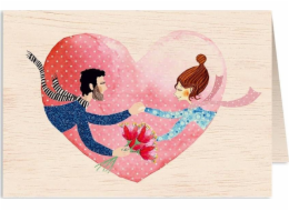 Cozywood&nbsp;Dřevěné&nbsp;přání&nbsp;C6&nbsp;+&nbsp;obálka&nbsp;Svatební&nbsp;kytice&nbsp;a&nbsp;srdce