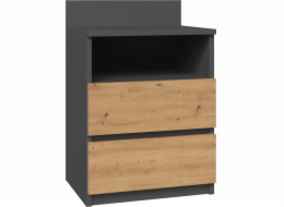 Topeshop MALWA M1 NOČNÍ SKŘÍŇKA - ANTRACIT / UMELSKÝ DUB