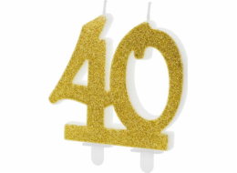 Party Deco 40. narozeninová svíčka se zlatými třpytkami - 1 ks univerzální