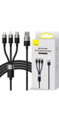 Kabel USB 3v1 Baseus řady StarSpeed, USB-C + Micro + Lightning 3,5A, 1,2 m (černý)