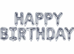 Party Deco fóliový balónek HAPPY BIRTHDAY, stříbrný, 340x35 cm univerzální