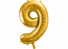 Party Deco Foil balónek Číslo 9, 86cm, univerzální zlatý