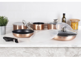 Sada nádobí s odnímatelnou rukojetí 12 ks Rosegold Metallic Line BH-1591