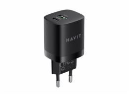 Havit UC30 EU - Dvouportová cestovní nabíječka GaN 33 W, černá