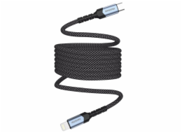 Swissten magnetický datový kabel samonavíjecí usb-c / lightning 1 m