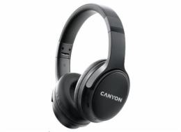 CANYON bezdrátová sluchátka OnRiff 4, BT 5.3, USB-C, baterie 500 mAh, mic., 40mm měniče, černé 