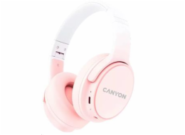 CANYON bezdrátová sluchátka OnRiff 4, BT 5.3, USB-C, baterie 500 mAh, mic., 40mm měniče, růžové