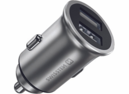Swissten cl adaptér 2x usb 4,8a metal stříbrný