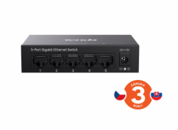 Tenda TEG1005M 5-portový Gigabit Ethernet Switch, 10/100/1000Mbps, Kov