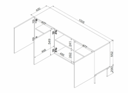 Cama 3D komoda PALAZZO BIS 151x40x75 matná černá