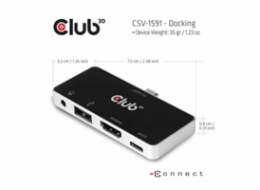 Club3D hub pro mobilní telefony USB Type C 4-in-1 Hub to HDMI™ 4K60Hz USB Type C PD / USB Type A / Audio jack