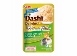 INABA CAT Dashi Delights Delicate Flakes Kuře s Tuňákem a Hřebenatkou - pochoutka pro kočky - 40g