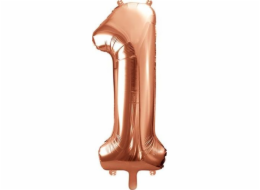 Party Deco Foil balónek číslo 1, 86cm, růžové zlato, univerzální