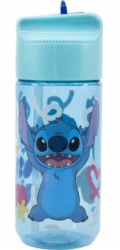 Láhev na vodu s brčkem pro děti STOR 75036 430 ml Stitch Palms (modrá)