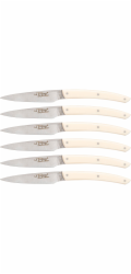 Laguiole Jean Dubos Knife Set 6 pcs., Acrylic Ivory