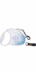 FLEXI Glam Splash Ocean with Swarovski crystals S - Dog Retractable lead - 3 m - white