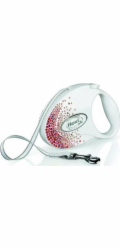 FLEXI Glam Splash Orient with Swarovski crystals S - Dog Retractable lead - 3 m - white