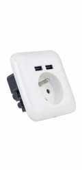 PLATINET WALL SOCKET FRENCH + 2 USB 2.1A [43964]