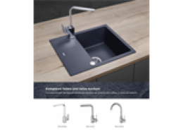 CONCEPT Granitový dřez s odkapem DG05C45dg Cubis TMAVĚ ŠEDÝ