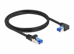 Delock - Sítový kabel - RJ-45 (M) rovné do RJ-45 (M) pravoúhlý - 1 m - 6 mm - S/FTP - CAT 6a - neobsahuje halogen, provedení bez hrbolku - cerná