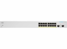 Cisco Business 220 Series CBS220-16P-2G - Přepínač - inteligentní - 16 x 10/100/1000 (PoE+) + 2 x Gigabit SFP (uplink) - Lze montovat do rozvaděče - PoE+ (130 W)