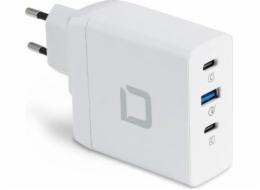 DICOTA Universal PRO - Síťový adaptér - technologie GaN - 100 Watt - 5 A - PD 3.0, QC 4+ - 3 výstupní konektory (2 x USB-C, USB) - bílá