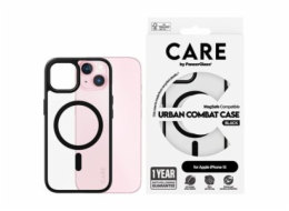 CARE by PanzerGlass Urban Combat - Zadní kryt pro mobilní telefon - kompatibilita s MagSafe - termoplastický polyuretan (TPU), polykarbonát (PC) - průhledná, černá - pro Apple iPhone 15