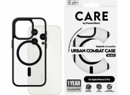 CARE by PanzerGlass Urban Combat - Zadní kryt pro mobilní telefon - kompatibilita s MagSafe - termoplastický polyuretan (TPU), polykarbonát (PC) - průhledná, černá - pro Apple iPhone 15 Pro