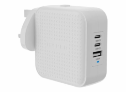 Targus HyperJuice - Síťový adaptér - GaN - 70 Watt - QC 3.0, Power Delivery 3.0 + PPS - 3 výstupní konektory (USB, 2 x USB-C) - bílá