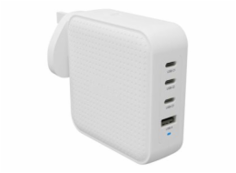 Targus HyperJuice - Síťový adaptér - GaN - 100 Wh - QC 3.0, Power Delivery 3.0 + PPS - 4 výstupní konektory (USB, 3 x USB-C) - bílá