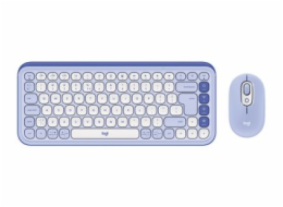 Logitech POP Icon Combo - Klávesnice a sada myši - bezdrátový - Bluetooth LE - QWERTY - US mezinárodní - šeřík, bělavá